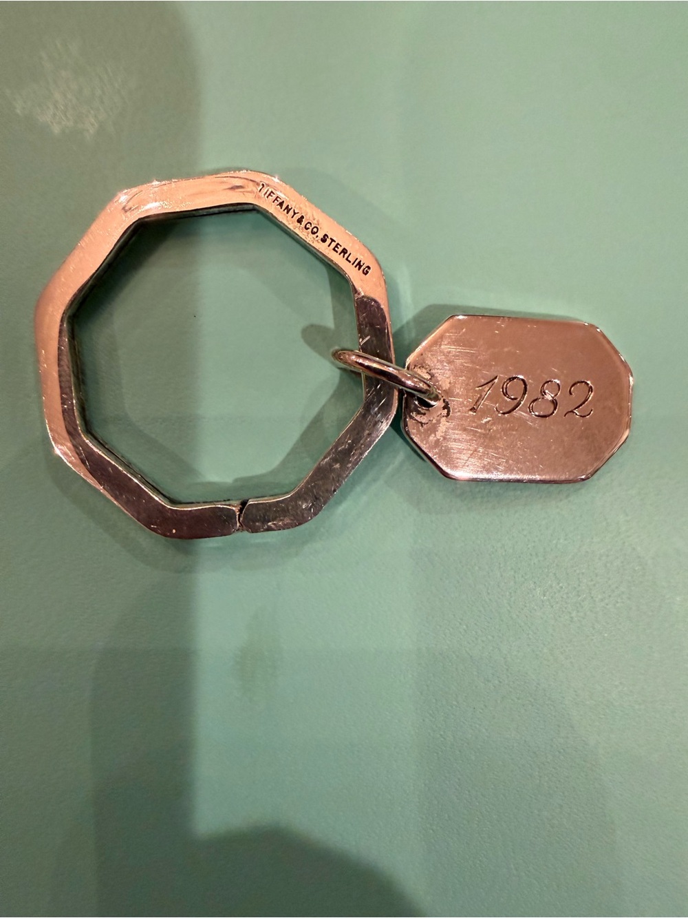 Tiffany & Co. Octagon Key Ring with 1982 and A&S tag - Picture 6 of 10